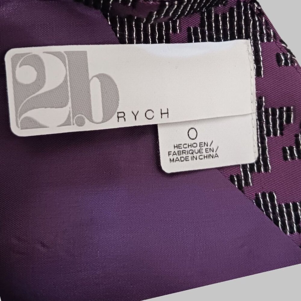 2B Rych One-Shoulder Plum Metallic Jacquard Mini Dress Polyester Blend Sz 0 - Picture 3 of 16